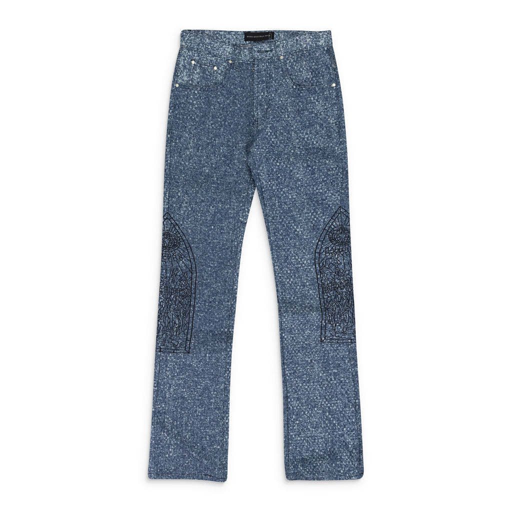 INDIGO WOVEN TRUCKER TROUSERS