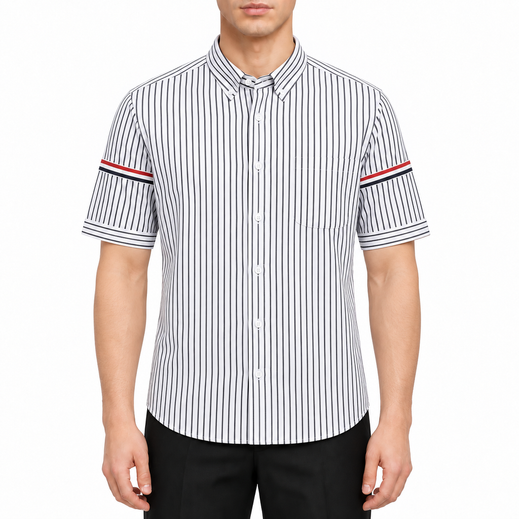 Unisex Pocket Webbing Short-Sleeve Shirt | Thom Browne
