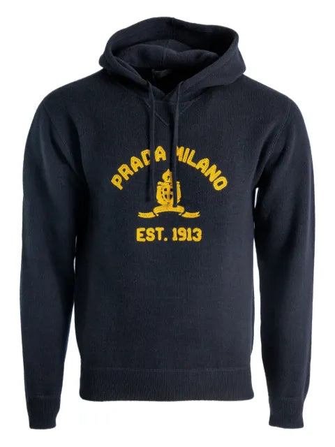 Prada logo-embroidered hoodie