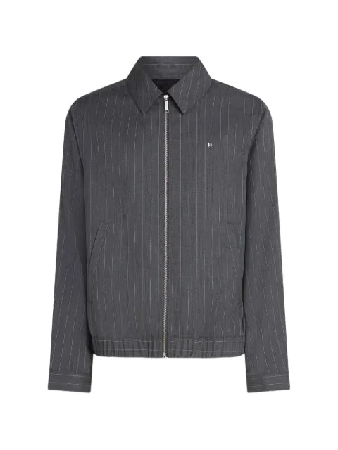Karl Lagerfeld logo-plaque pinstripe overshirt