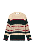 Golden Goose Journey knit crewneck reynard raglan sleeves mouliné wool stripes sweater