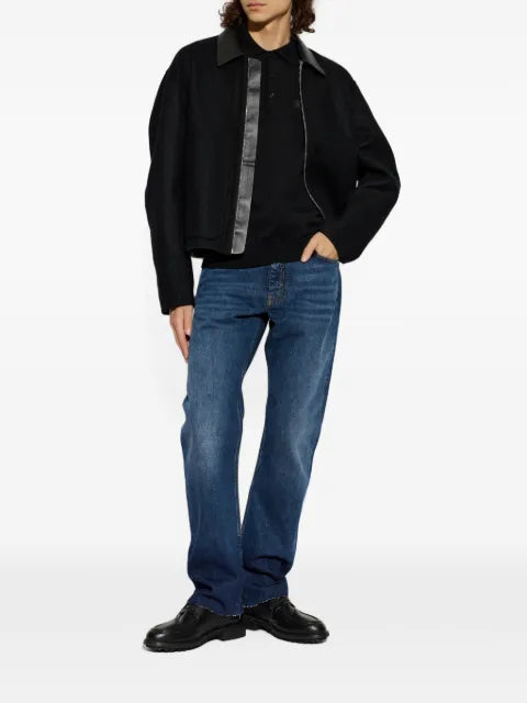 Givenchy blouson in wool with leather collar and checked reverse