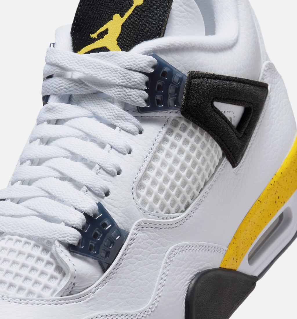 Air Jordan 4 Retro Rare Air Tour Yellow Men's Lifestyle Shoes - White / Dark Blue Grey / Black / Tour Yellow