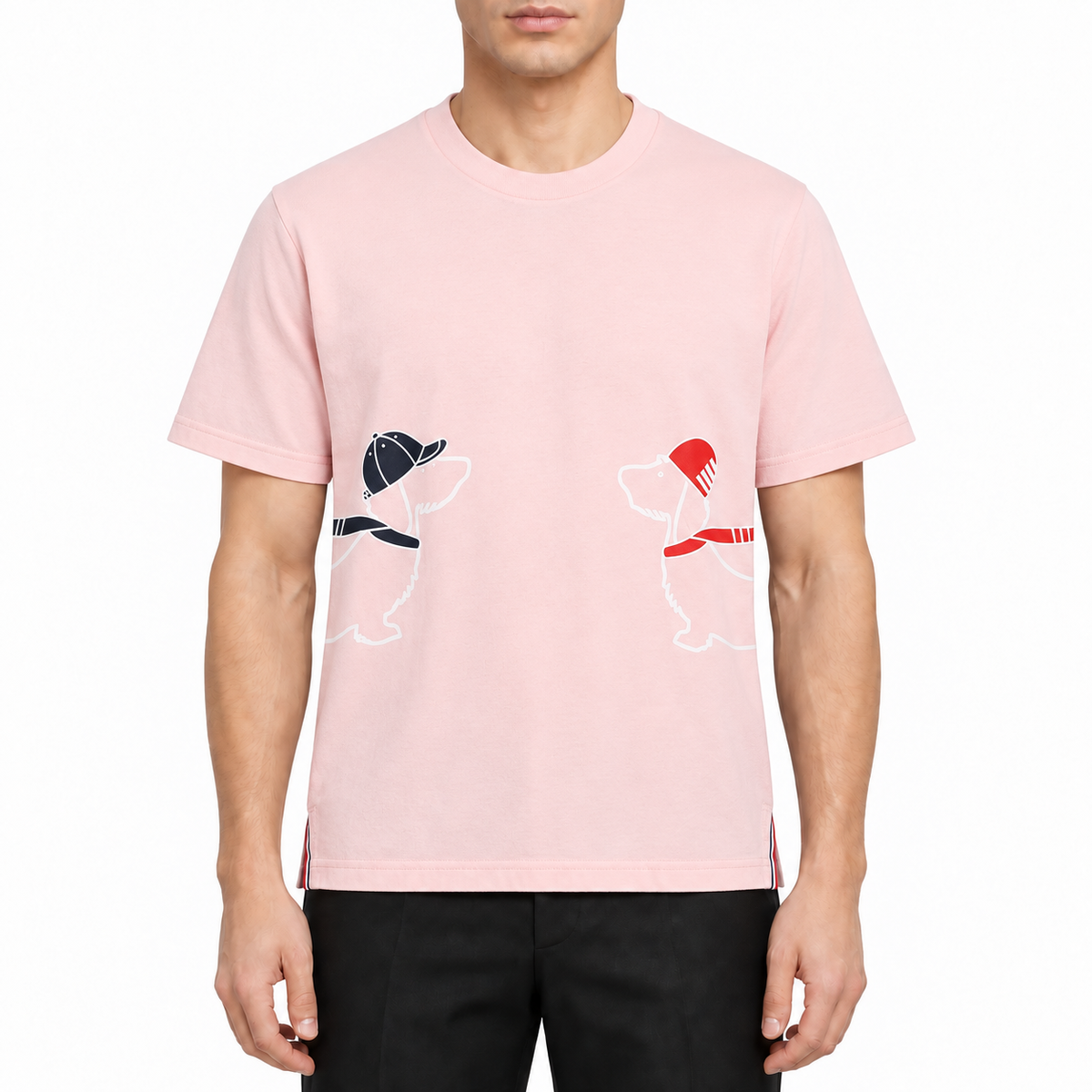 Men's Classic Four-Bar Couple Puppy Dog T-Shirt - 100% Cotton Made in Japan | Thom Browne
