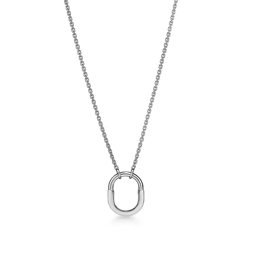 Tiffany Style Lock Cubic Zirconia 18K Gold-Plated Necklace