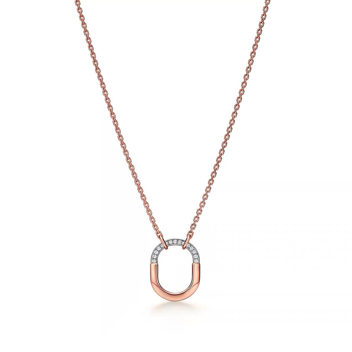 Tiffany Style Lock Cubic Zirconia 18K Gold-Plated Necklace