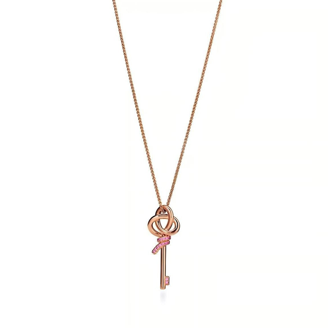Tiffany Style Key Cubic Zirconia 18K Gold-Plated Necklace