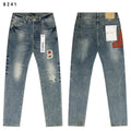 Purple Brand P001 Washed Blue Distressed Patch Jeans