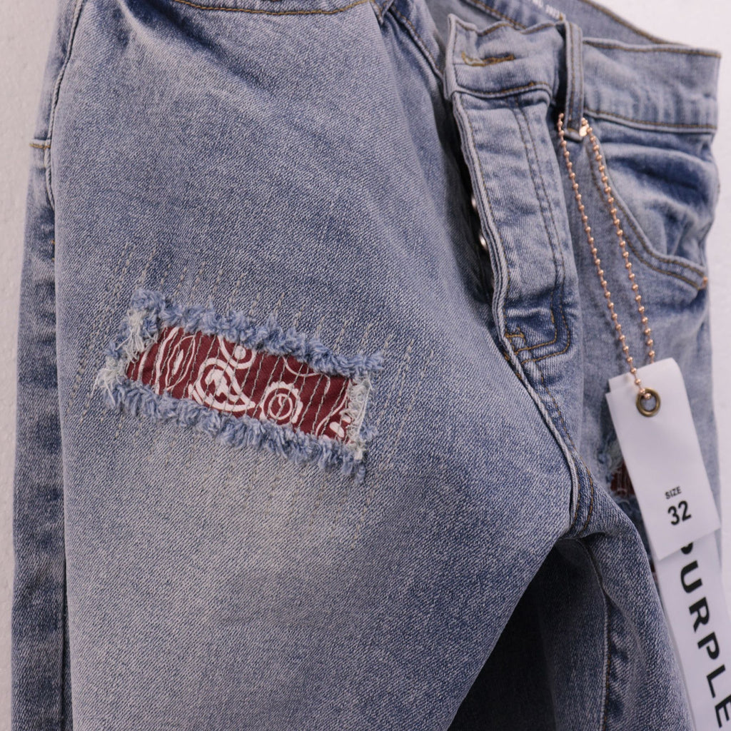 Purple Brand Distressed Patch Denim Shorts