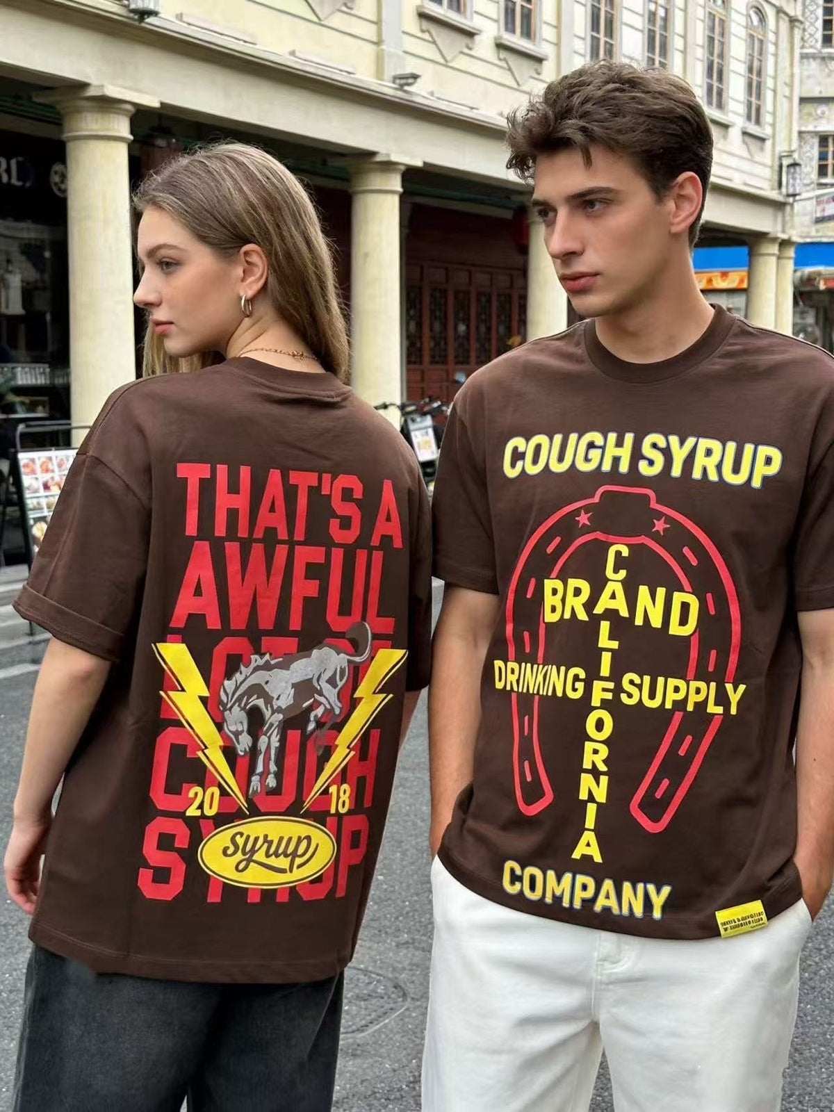 THAT'S A AWFUL LOT OF COUGH SYRUP Bull Lightning Graphic T-Shirt