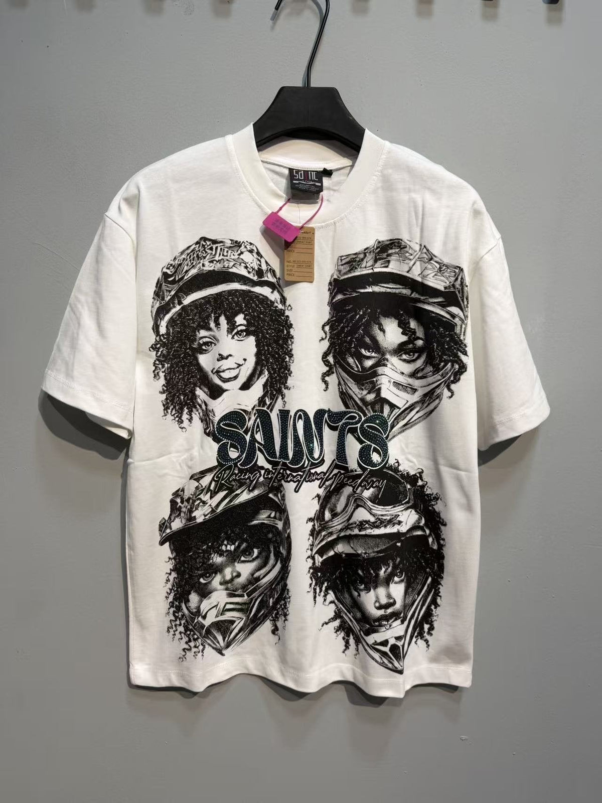 SAINT Racing Portrait Rhinestone Short-Sleeve T-Shirt
