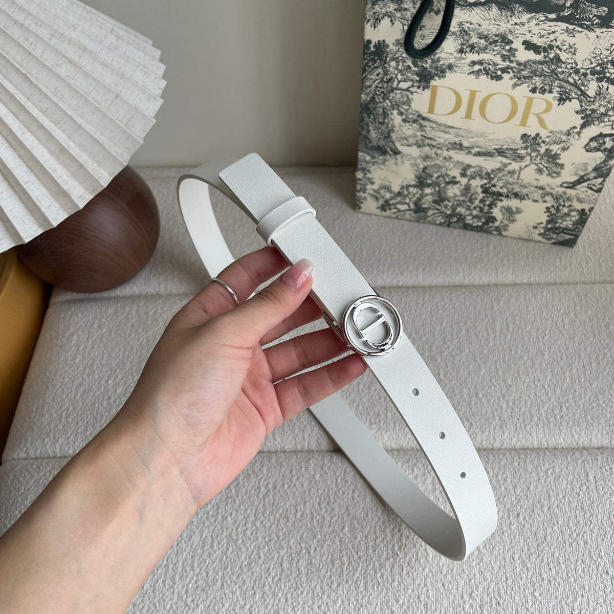 DIOR 25S BELT 25 MM IN WHITE CALFSKIN 572159