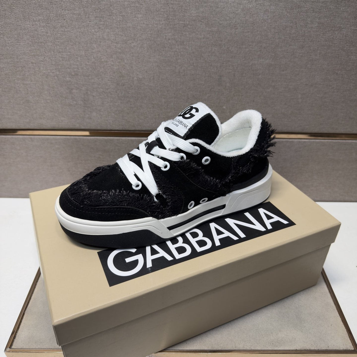 Dolce & Gabbana Black and White Low-Top Sneakers