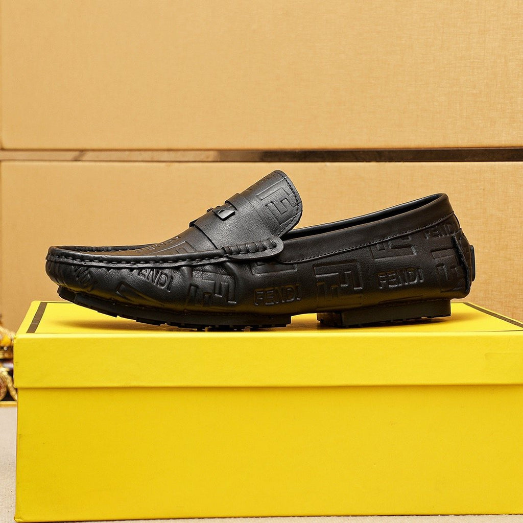 Fendi Black Embossed Loafers