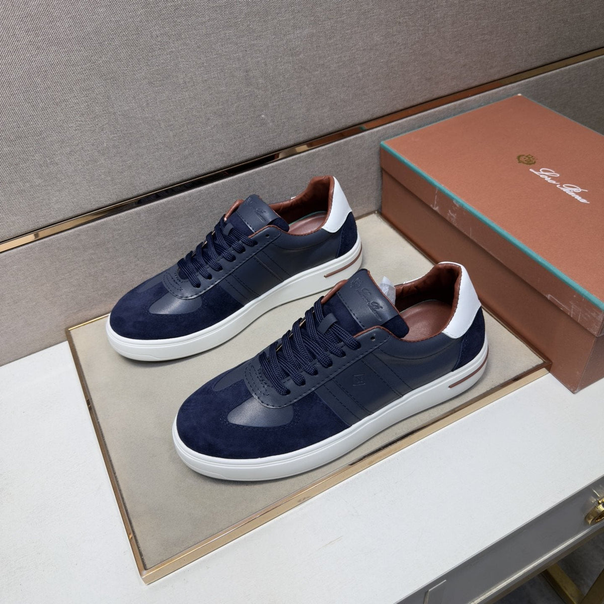 Loro Piana Navy Panel Low-Top Sneakers