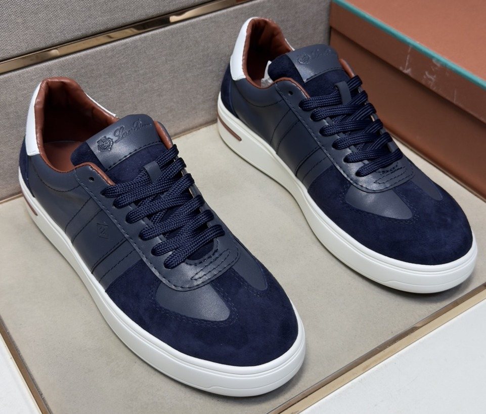 Loro Piana Navy Panel Low-Top Sneakers