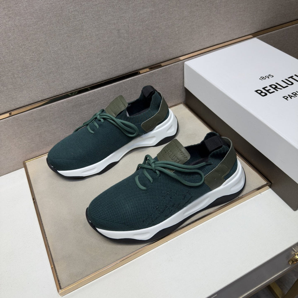 Berluti Men's Dark Green Low-Top Sneakers