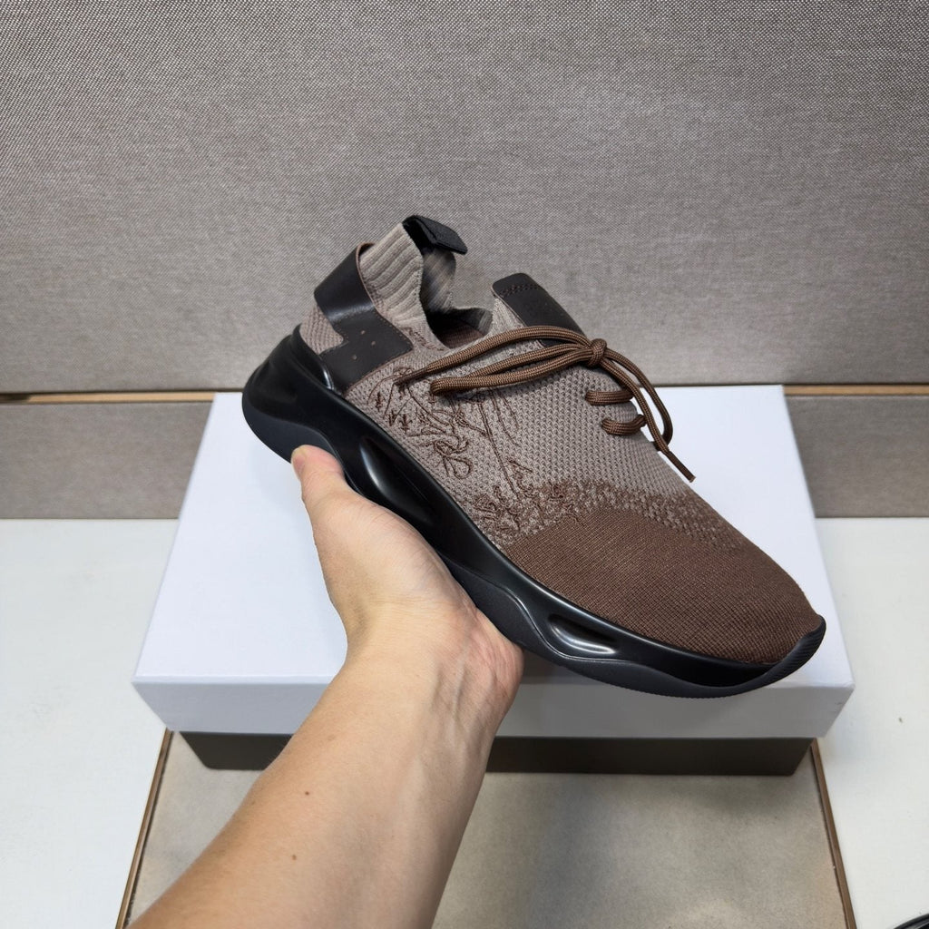 Berluti Men's Taupe Brown and Black Sneakers