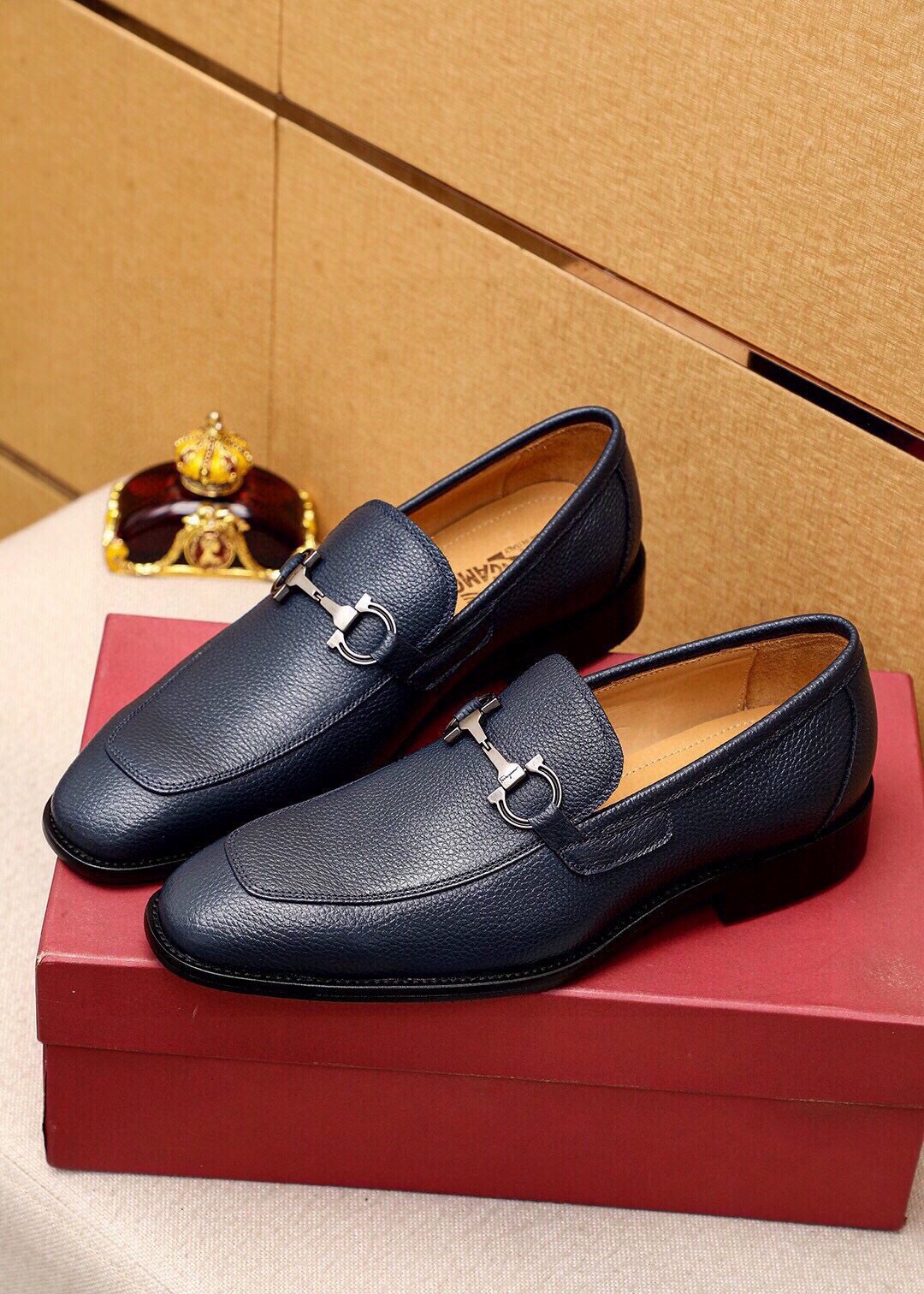 Ferragamo Textured Leather Bit Loafers