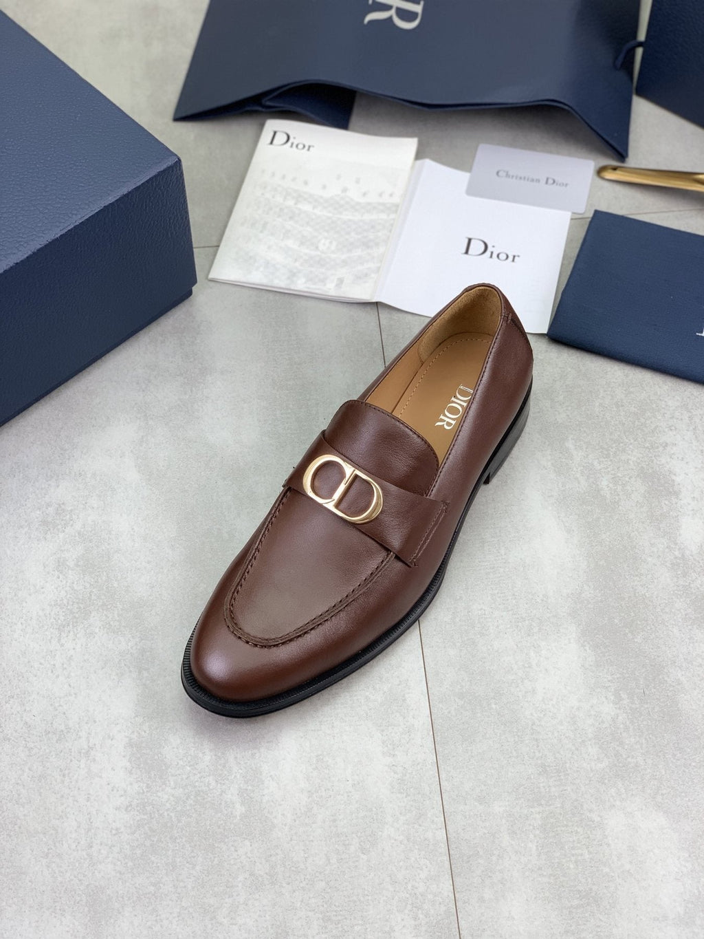 Dior Men's Brown Buckle Loafers
