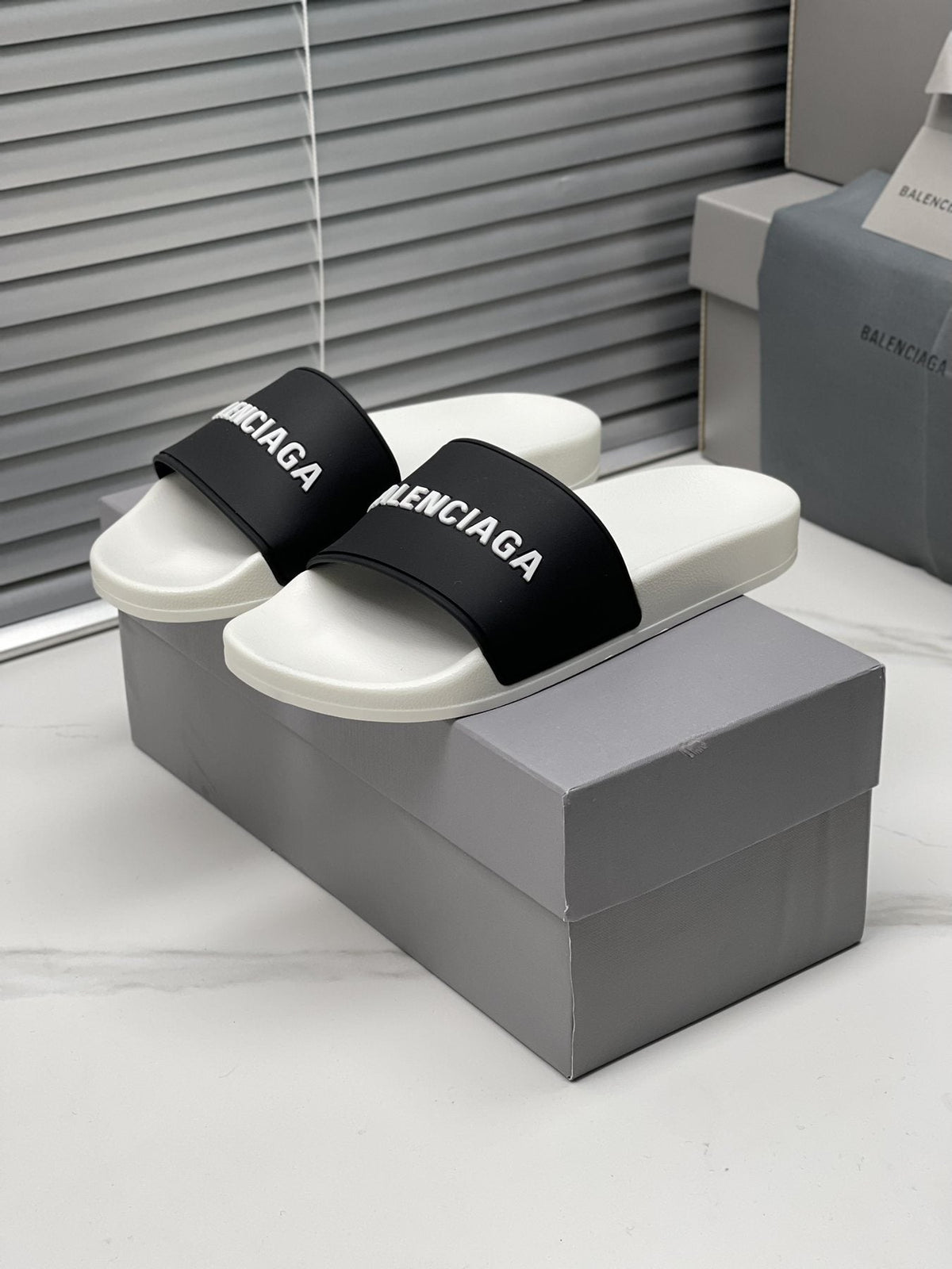 Balenciaga Logo Strap Slide Sandals