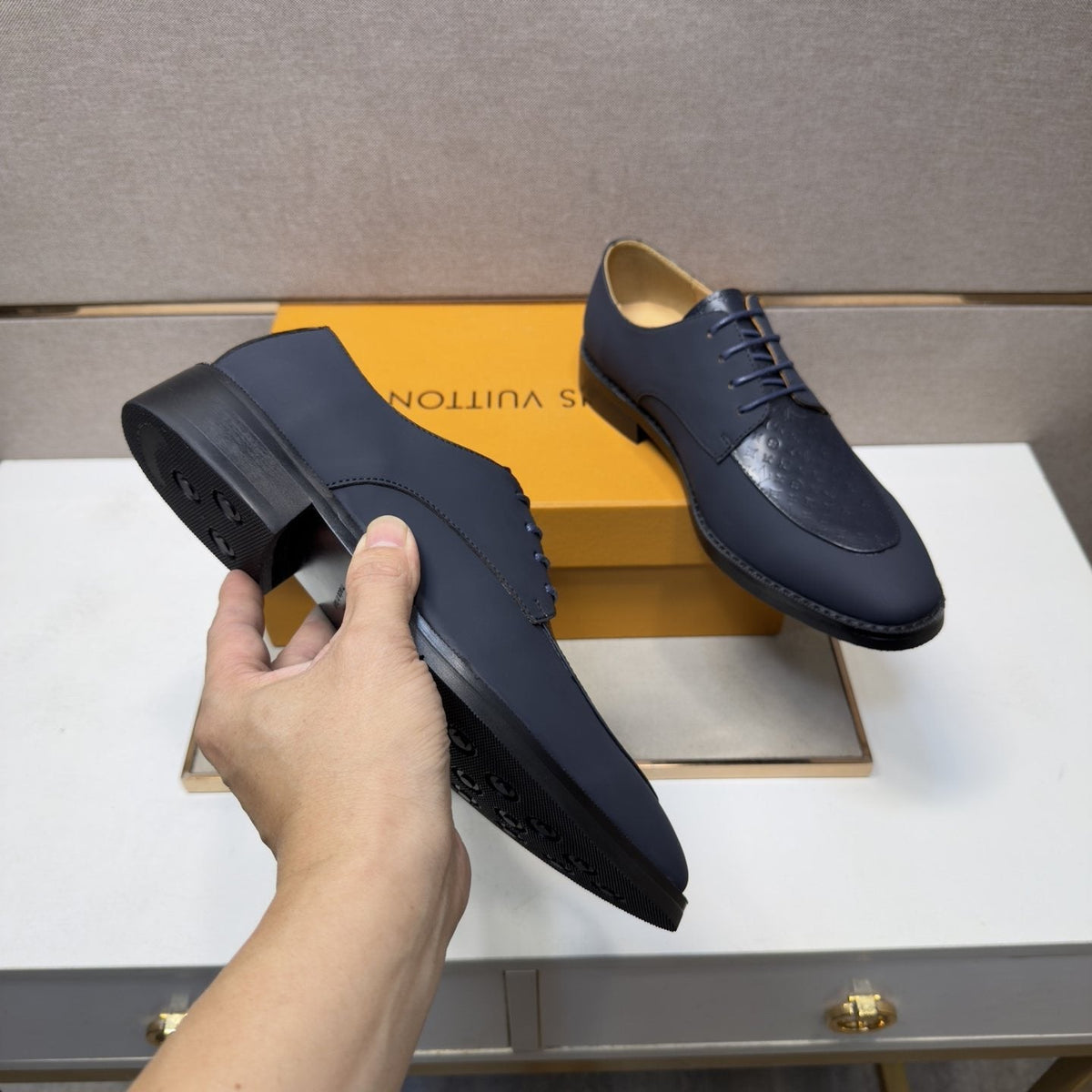 Louis Vuitton Textured Vamp Lace-Up Dress Shoes