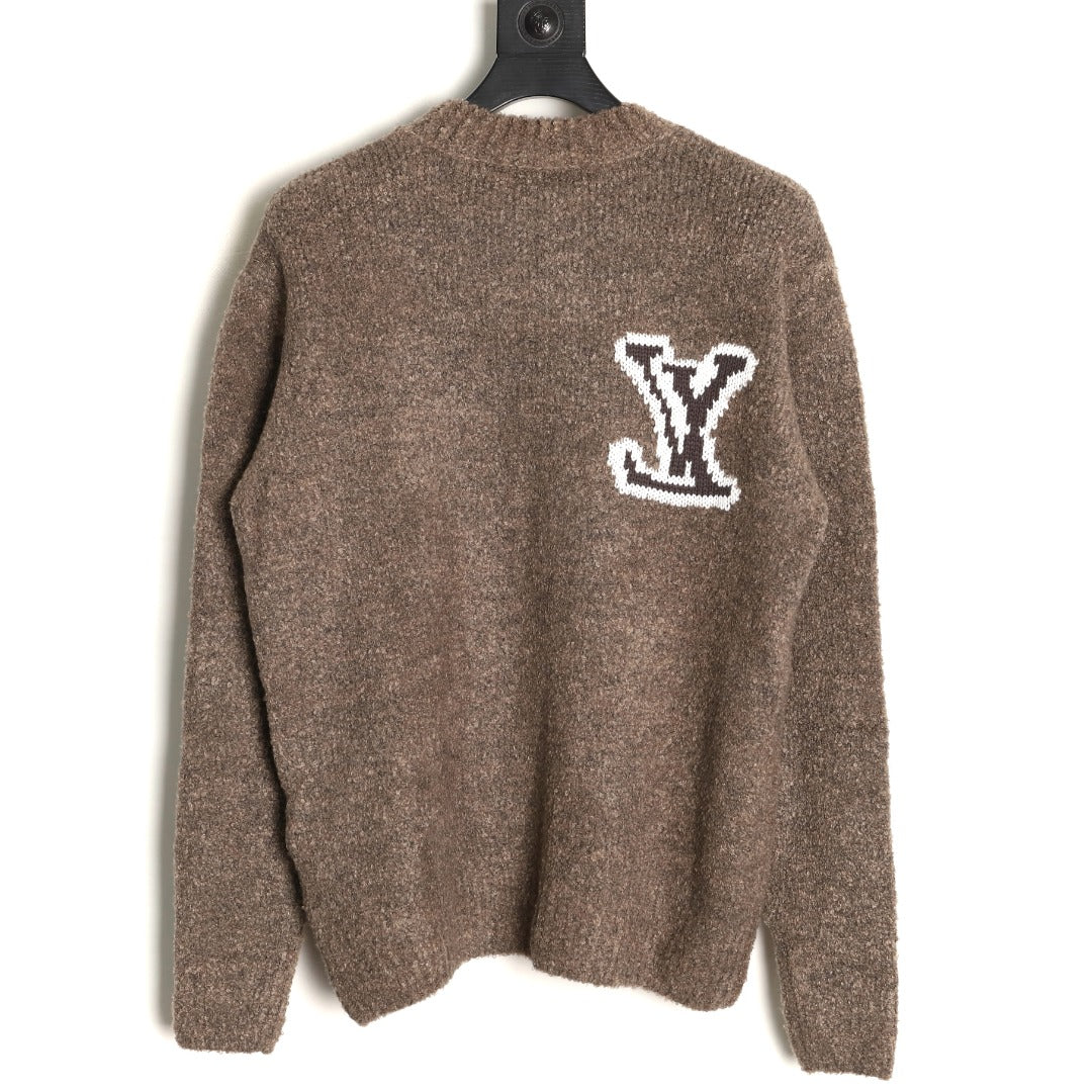 Louis Vuitton 22FW Large LV-Motif Knit Sweater - Brown